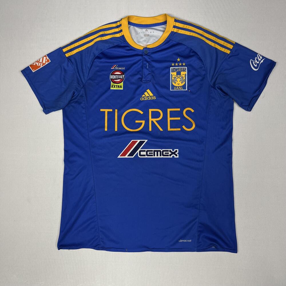 Tigres UANL Jersey Mens Large Blue Yellow Liga MX Soccer Adidas Climacool Cemex